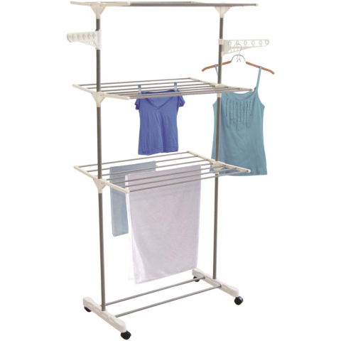 Wasrek/droogrek - grijs/wit - metaal - 80 x 165 cm - staand - drogen -