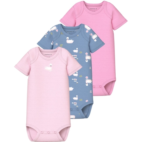 Name It Rompers s/s - Noos - NbfBody - 3-pack - Eindeloos Sky/Me - Name It - 1½ jaar (86) - Romper S/S
