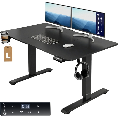 Zit sta bureau Zwart 140x60x72-117cm