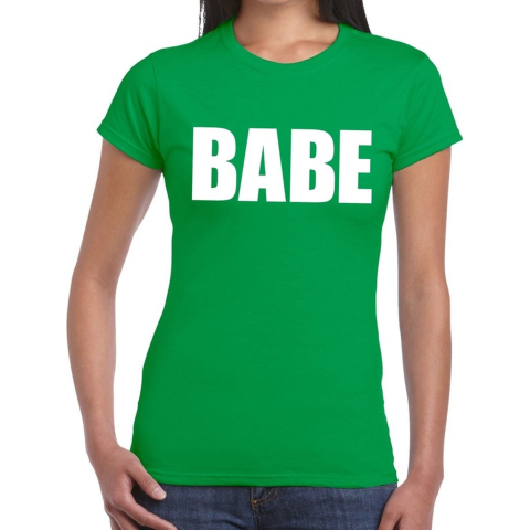 Babe tekst t-shirt groen dames 2XL -