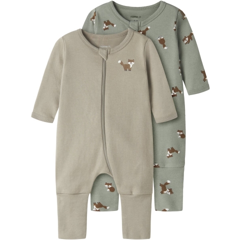 Name It Pyjamapak - Noos - NbmNightsuit - 2-pack - Shadow/W/Alum - Name It - 1½ jaar (86) - Pyjamapak