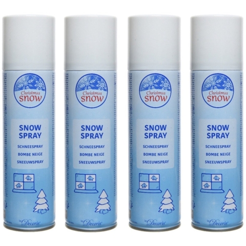 Sneeuwspray - 4x - wit - 400 ml - spuitsneeuw - kunstsneeuw - nepsneeuw - sneeuw decoratie -