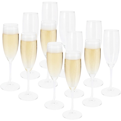 Excellent Houseware Champagne flute glas - 24x stuks - 190 ml - prosecco glas -