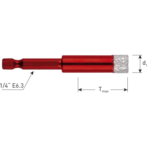 Rotec Diamanttegelboor | PREMIUM | E6.3 bit-opname | Ø5x33 - 758.5050
