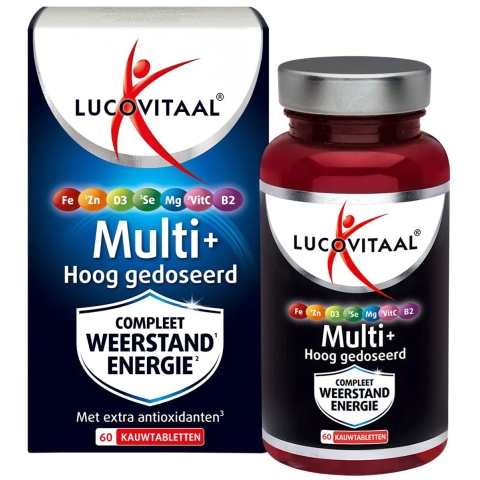 2x Lucovitaal Multi+ Weerstand Hoog Gedoseerd 60 kauwtabletten