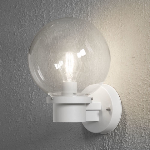 Konstsmide Nemi Up - buiten wandlamp met sensor - 20 x 27 x 29 cm - IP44 - mat wit en transparant
