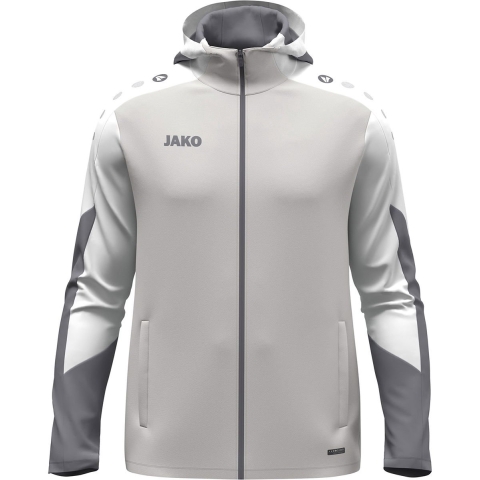 JAKO 6870 Jas Met Kap Dynamic - Lichtgrijs/Wit/Grijs - XL