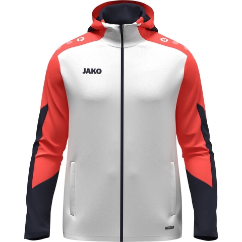 JAKO 6870 Jas Met Kap Dynamic - Wit/Koraal/Marine - XXL