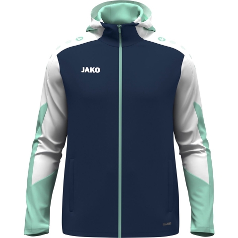 JAKO 6870D Jas Met Kap Dames - Marine/Wit/Munt - L (42/44)