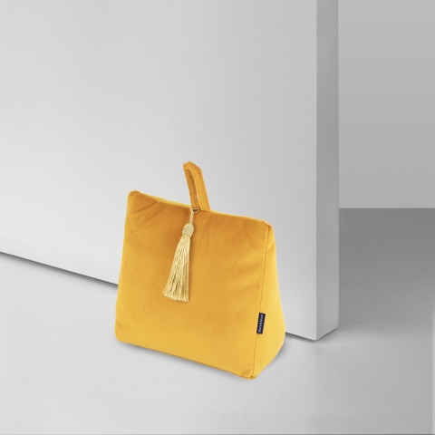 Mars & More Deurstopper - fluweel - okergeel kleurig - 17 x 10 x 18 cm - voor binnen deuren -