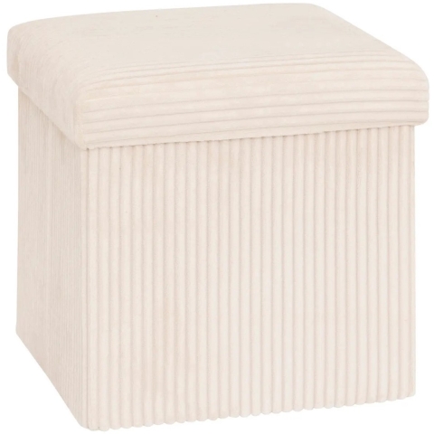 Hocker / Poef Essestial Ribcord - opvouwbaar - wit - MDF/polyester - 38 x 38 cm -
