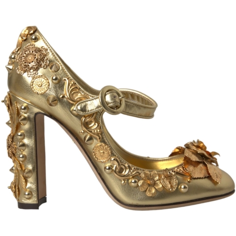 Gouden Mary Jane Pumps Hoge Hakkenstijl