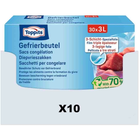 10x Toppits Diepvrieszakjes 3 liter 30 stuks
