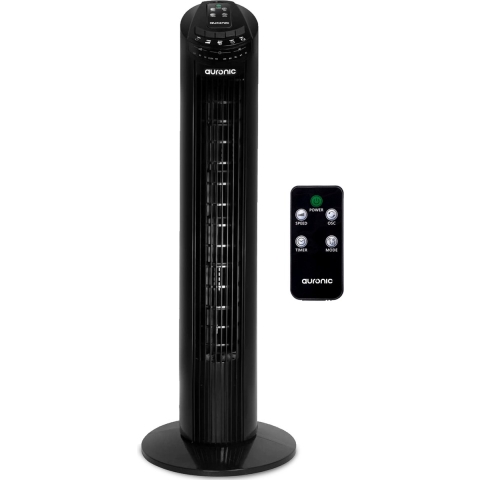 Auronic Torenventilator - Staande Ventilator met Afstandsbediening - Timer - 50W - 45dB - 74cm - Zwart