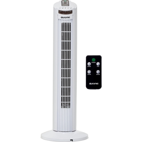 Auronic Torenventilator - Staande Ventilator met Afstandsbediening - Timer - 50W - 45dB - 74cm - Wit