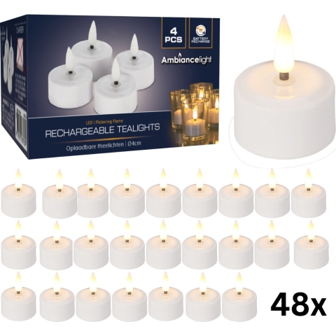 Theelichtjes LED Box 48 stuks Oplaadbaar - Ø4cm *Uitbreidingsset ZONDER oplader*