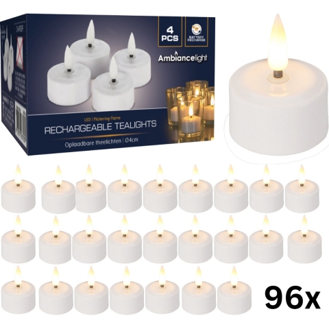 Theelichtjes LED Box 96 stuks Oplaadbaar - Ø4cm *Uitbreidingsset ZONDER oplader*