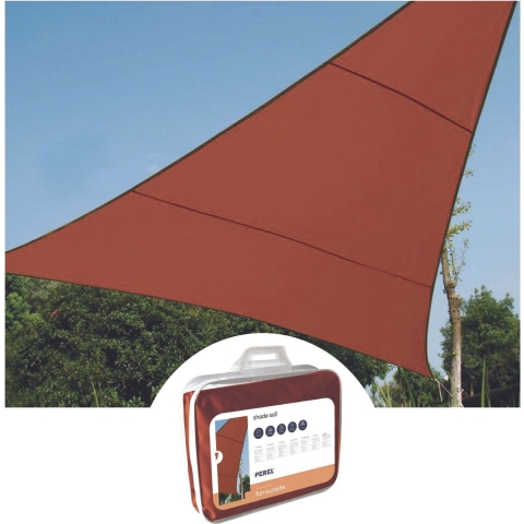 Perel Schaduwdoek, waterafstotend, 3.6 x 3.6 x 3.6 m, 160 g/m², polyester, driehoek, terracotta