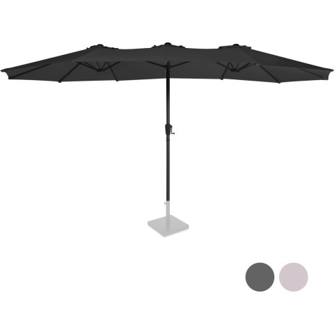 VONROC Parasol – Dubbel, UV-beschermend – 460 x 270 x 252 cm – Zwart