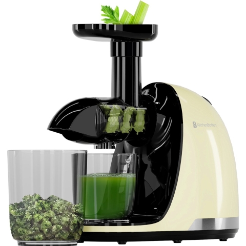 KitchenBrothers Slowjuicer met Pulpreservoir - 700ml - Champagne