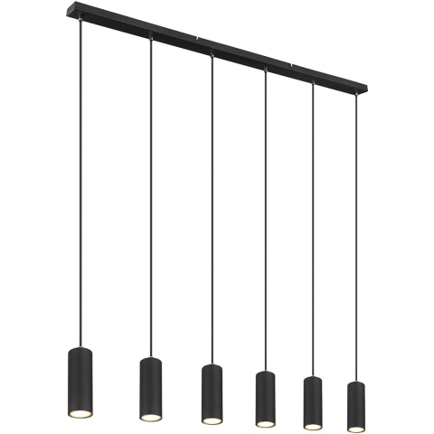 Globo - hanglamp - Robby - zwart - metaal - grote eettafellamp - GU10 - 57911-6HB