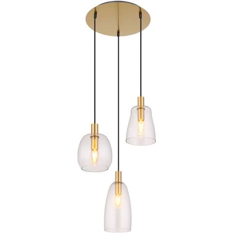 Globo - hanglamp - Garri - messing - glas - Ø 43cm - E14 - 15789-3HM
