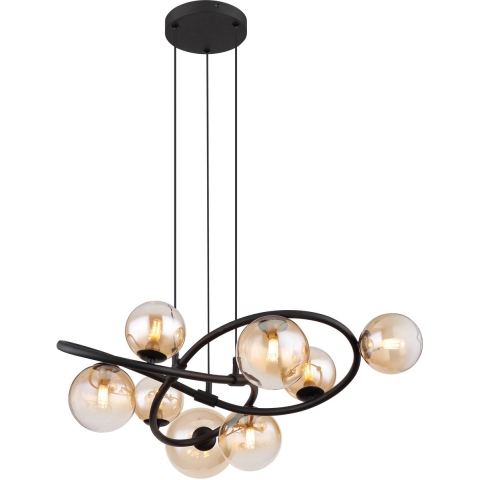 Globo - hanglamp - Tuberius - messing zwart - glas metaal - Ø 65cm - G9 - 56141-8H