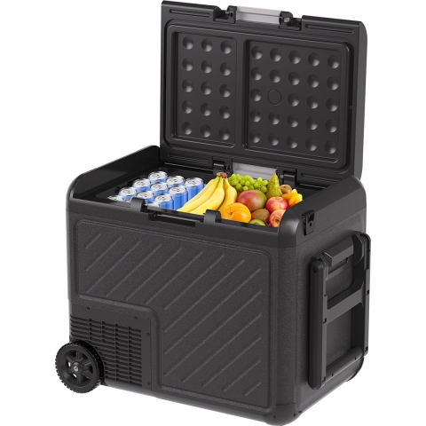 Auronic Elektrische Koelbox - Compressor - Met Wielen - 12V 230 Volt - Auto - 50L - Zwart/Grijs