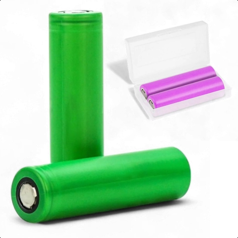 2-Pack Tech Essentials® 18650 Oplaadbare Batterijen - 2600mAh 3.6V - 7.8A - Li-ion - Flat Top - Houder - Accu - Lithium