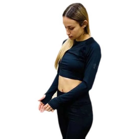 Dames Umbro Pro Training Cropped LS Top in Zwart