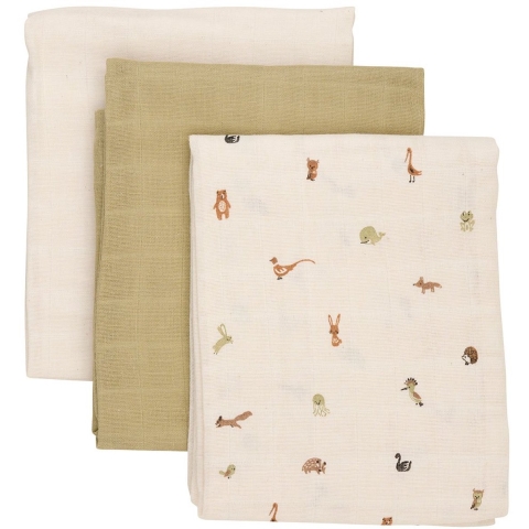 Pippi Hydrofiele Doek - 3-pack - 70x70 cm - Houtrook - Pippi Baby - 70x70 cm - Hydrofiele Doek