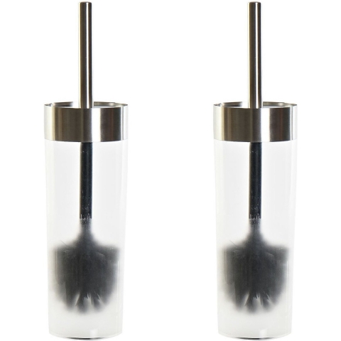 Set van 2x stuks toiletborstel wit transparant met houder van kunststof 35 cm -