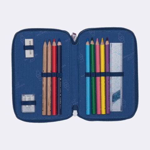 Beckmann Etui m. Inhoud - Cheetah - Donkerblauw - Beckmann - OneSize - Pennenzak