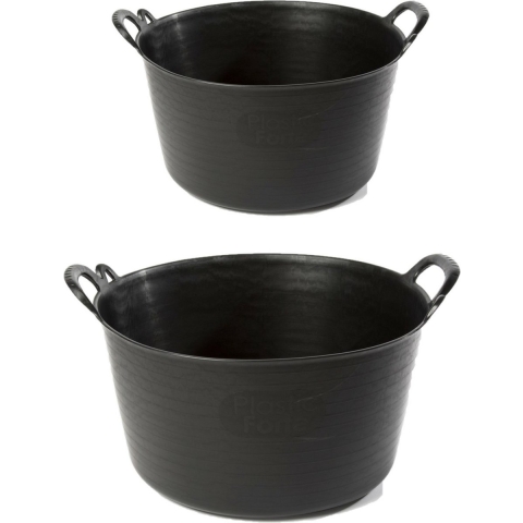 Flexibele emmer/kuipen zwart 15 en 26 liter van kunststof -