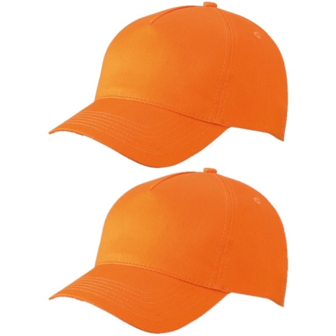 Set van 12x stuks 5-panel baseball petjes /caps in de kleur oranje -