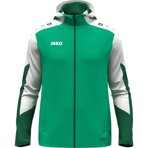 JAKO 6870D Jas Met Kap Dames - Groen/Wit/Donkergroen - S (34/36)