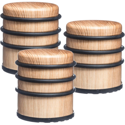 5Five Ronde deurstopper - 4x - houtlook - 7 x 8 cm - van metaal - Deurstop - Buffer -