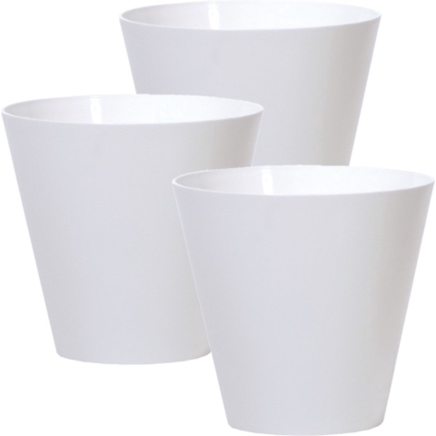 Bloempot/plantenpot voor buiten - Set van 3x stuks - kunststof - wit - D20 x H19 cm - 3,5 liter -