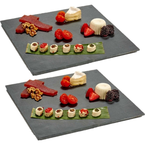 2x stuks leisteen voedsel hapjes serveerplanken 30 x 30 cm -