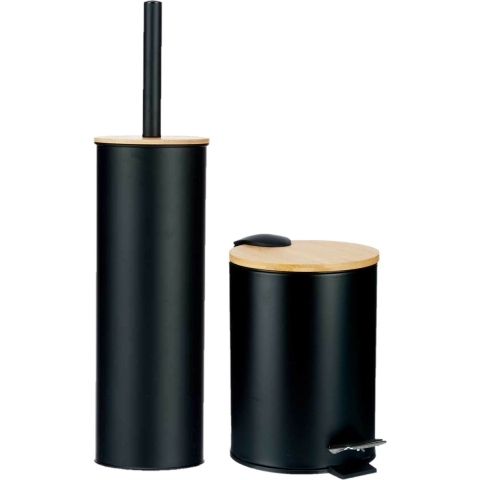 Berilo badkamer accesoires set Alicante - toiletborstel/pedaalemmer - zwart -