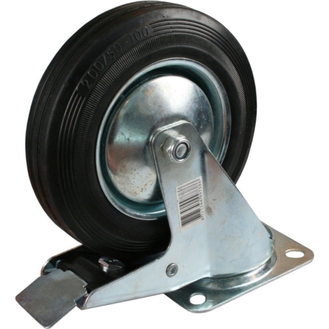 Set van 4x zwenkwielen met rem 160 mm rubber zwart -