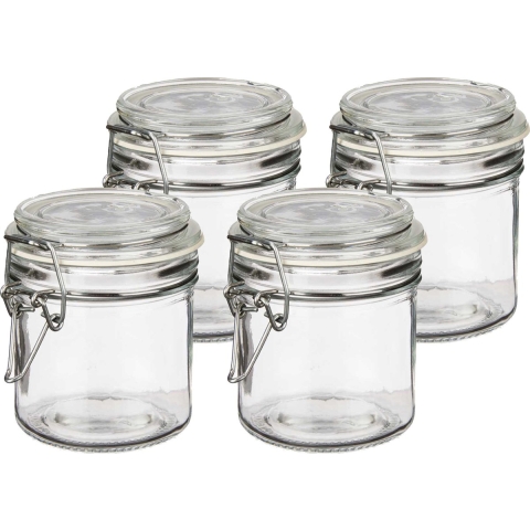 Weckpot/inmaakpot - 4x - Tarro - 250 ml - glas - met beugelsluiting - D11 x H10 cm -