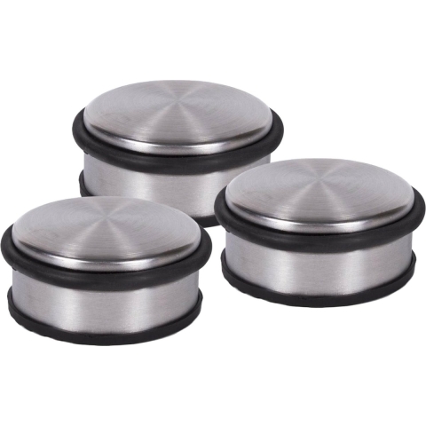 Deurstopper - 3x - RVS - rond - 4,5 x 11 cm - 1 kg - deurstop - zilver -