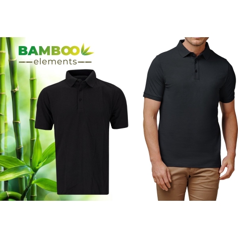 Bamboo Elements - Heren Piqué Polo - Korte Mouwen - Antraciet Grijs L