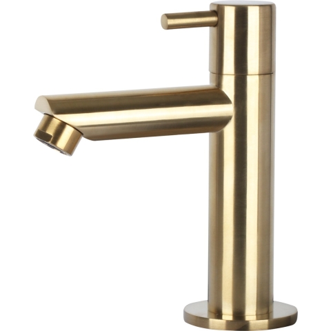 Differnz Wastafelkraan Recht - Toiletkraan Koud Water - Mat Goud - Hoogte 13.5 cm