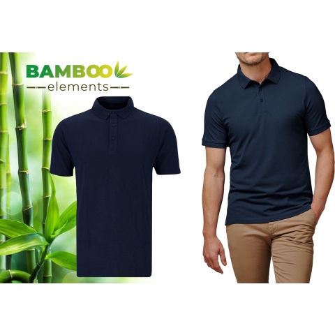 Bamboo Elements - Heren Polo Piqué - Korte Mouwen - Navy Blauw L