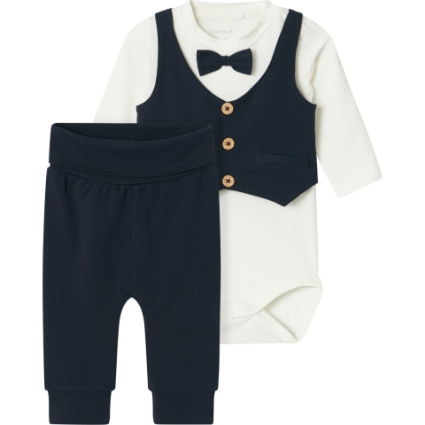 Name It Set - NbmAdam - Dark Sapphire/Solid Hypotheek - Name It - 74 - Romper L/S
