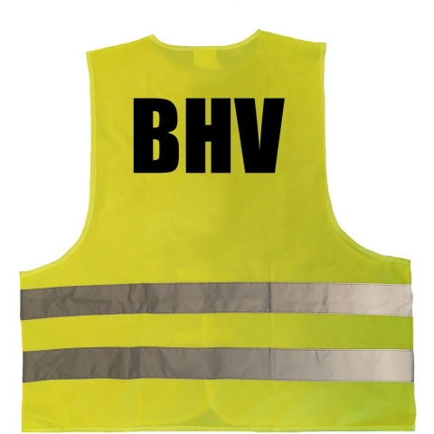 BHV vestje / hesje geel met reflecterende strepen voor volwassenen One size -