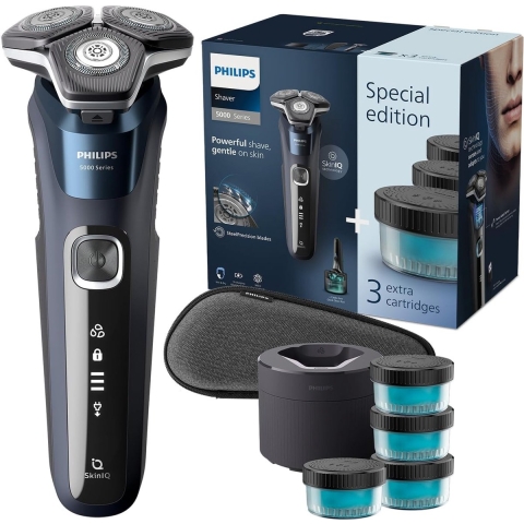 Philips Shaver Series 5000 Elektrisch scheerapparaat voor nat en droog scheren | S5885/69 | zwart/blauw