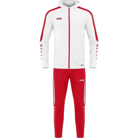 JAKO M9423K Polyesterpak Met Kap Power Kids - Wit/Rood - 128